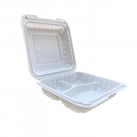 3 Compartment Hinged Plastic Container