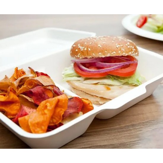 2 Compartment Hinged Sugarcane Container