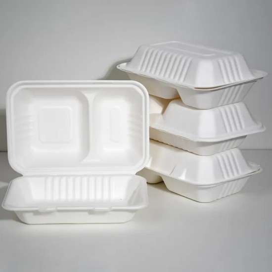 2 Compartment Hinged Sugarcane Container