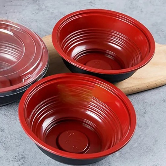 550ml, 700ml, 1000ml Red Black Bowl & Lid