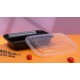 24oz Plastic Rectangular Container & Lid-Black