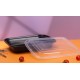 28oz Plastic Rectangular Container & Lid-Black