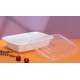 32oz Plastic Rectangular Container & Lid-White