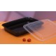 58oz Plastic Rectangular Container & Lid-Black