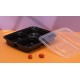 Plastic 3 Compartment Rectangular Container & Lid-Black