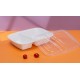 Plastic 2 Compartment Rectangular Container & Lid-White