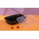 Plastic 2 Compartment Rectangular Container & Lid-Black