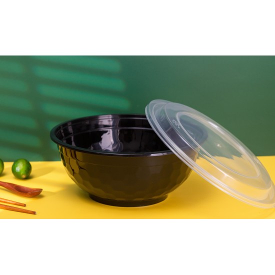 Plastic 36oz Bowl & Lid-Black 