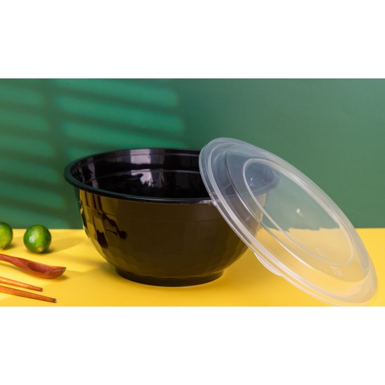 Plastic 42oz Bowl & Lid-Black 